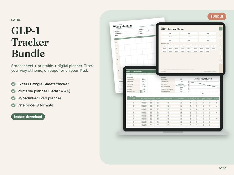 Bundle of the spreadsheet, printable and digital planner